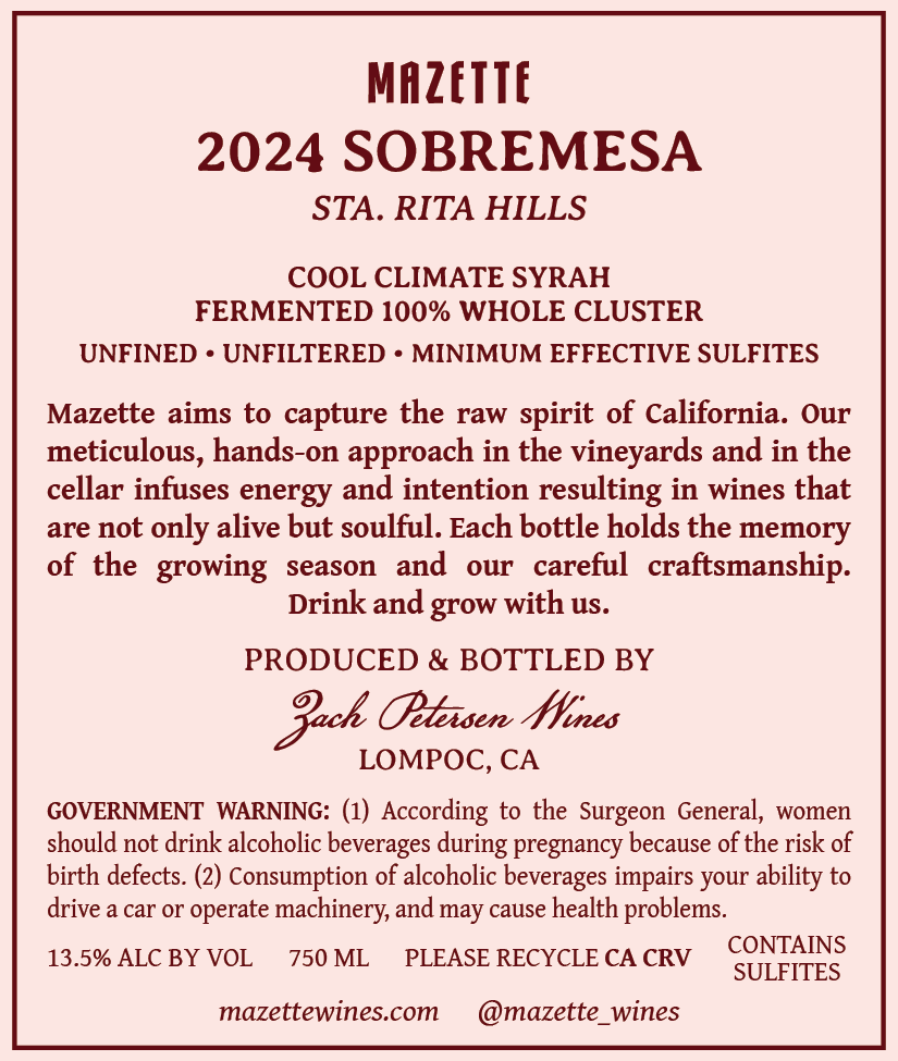 2024 "Sobremesa" Syrah