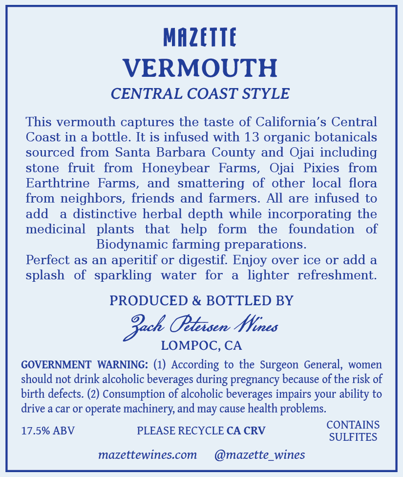 Central Coast Style Vermouth